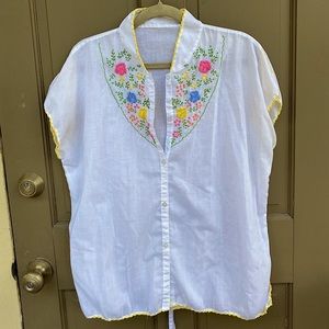 Embroidered Floral Top - Vintage